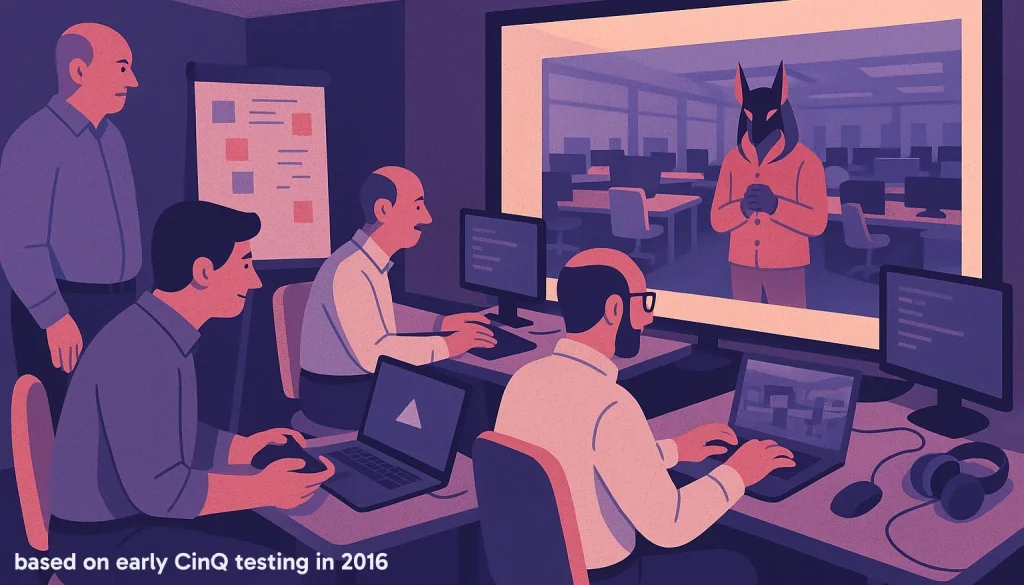 Illustration basée sur une photo d'un événement de test initial de CinQ en 2016.